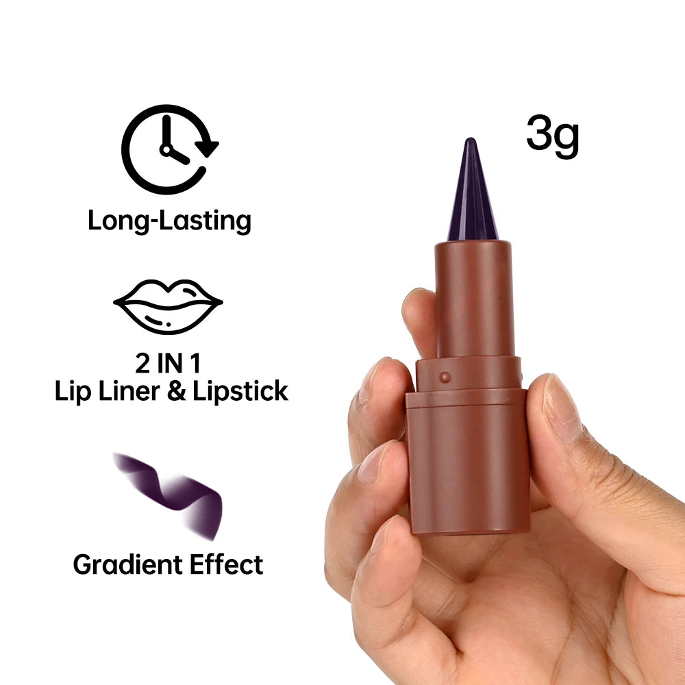 Lakerain Lip Liner Matte Black Brown Velvet Lipstick Waterproof Non Sticky Contouring Tint Lipliner Crayon Lip Makeup