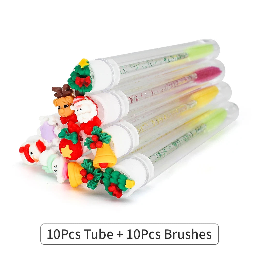 Christmas Eyelash Brush Tubes With Lash Reusable Mascara Wands Replaceable Makeup Applicators Dust-proof Lash Extension Supplies