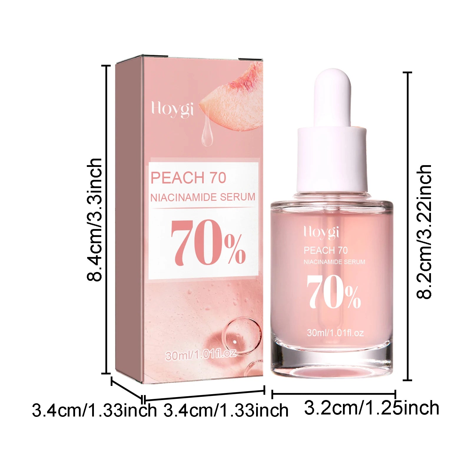 Peach 70% Niacinamide Facial Serum Fade Melanin Moisturzing Shrink Pores Smooth Brightening Skin Care Dark Spot Remover Serum - BlissFully