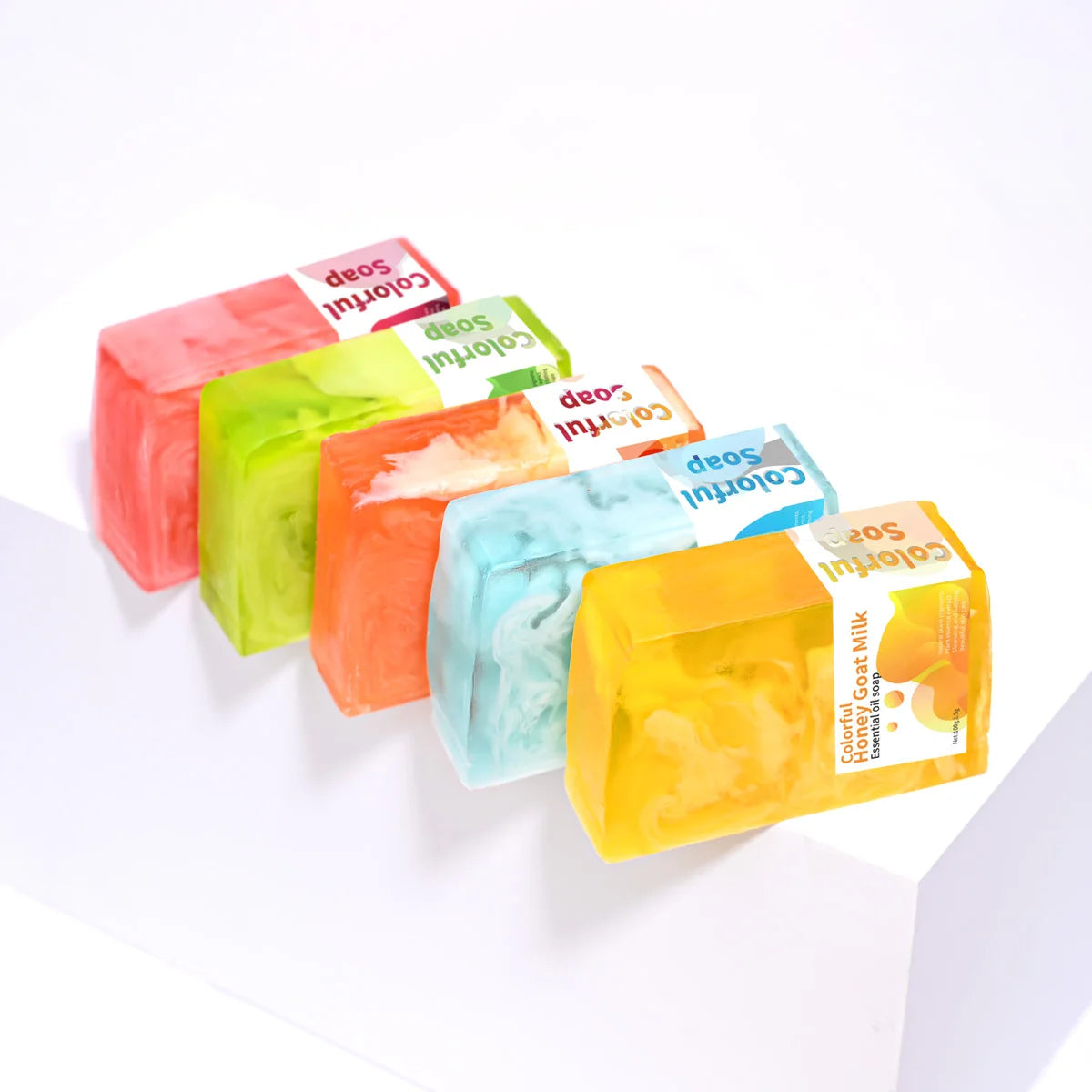 Colorful Lavender Essential Oil Soap Handmade Glycine Facial Cleansing Bath Soap Transparent Whitening Flower Soap