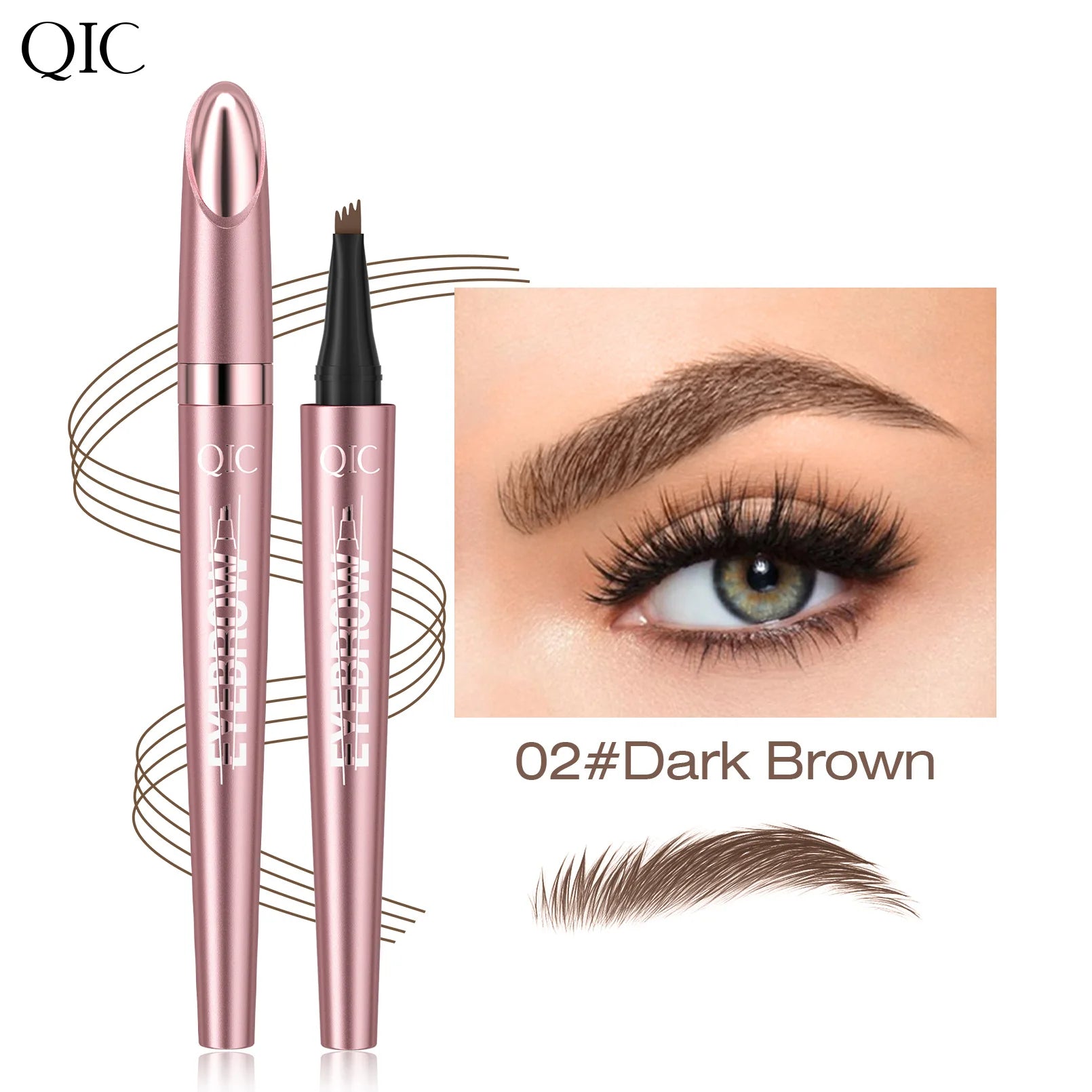 4 Fork Tip Eyebrow Pencil 3D Microblading Waterproof Dark Brown Natural Colour Fine Stroke Magic Eyebrow Pencil 2024 New Ladies