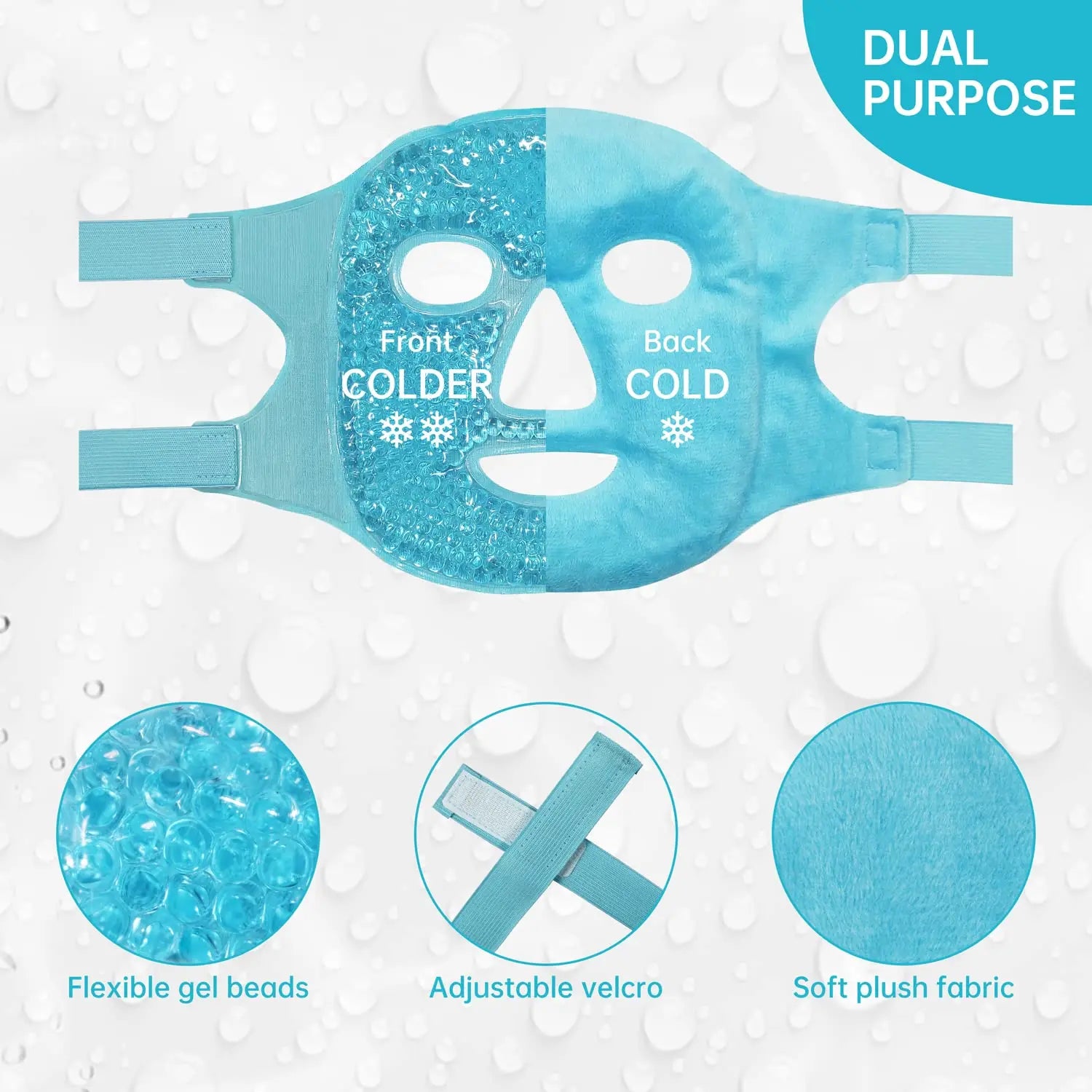 Full Face Massage Ice Mask Hot Cold Compress Gel Cooling Ice Face Eye Mask Facial Mask Face Eye Mask Ice Pack Sleeping Face SPA - BlissFully