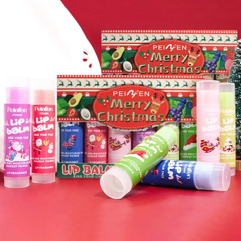 6PCS Fruit-Infused Vegan Lip Balm Set Long-Lasting Moisture And Shine Dry Lip Rescue Lipstick Primer Perfect Christmas Gift
