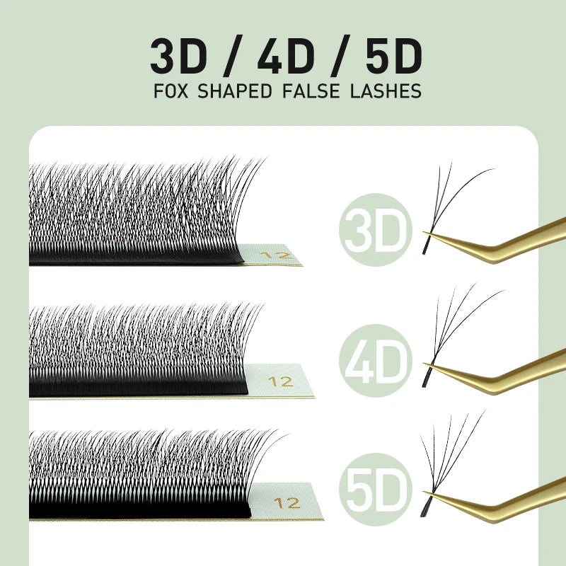 SAKURAHANA Fox 3D 4D 5D Shaped Eyelashes Fibers False Eyelashes Extension Premade Volume Fans Slant Flying False Eyelashes