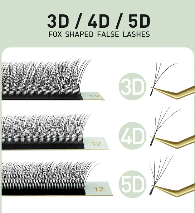 SAKURAHANA Fox 3D 4D 5D Shaped Eyelashes Fibers False Eyelashes Extension Premade Volume Fans Slant Flying False Eyelashes