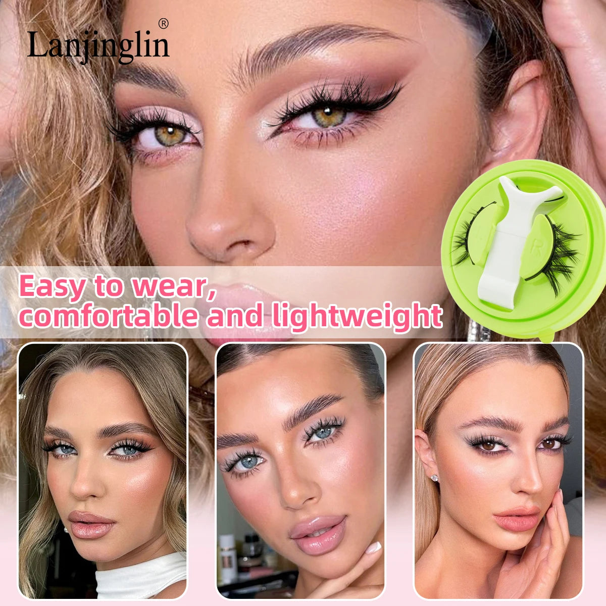 1 Pair Reusable Magnetic Lashes 3D Natural Fluffy Magnetic False Eyelashes No Glue Needed Lashes with Tweezer Set Make up Tools