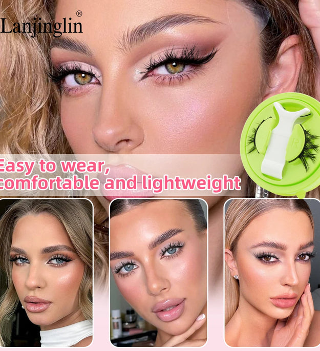 1 Pair Reusable Magnetic Lashes 3D Natural Fluffy Magnetic False Eyelashes No Glue Needed Lashes with Tweezer Set Make up Tools