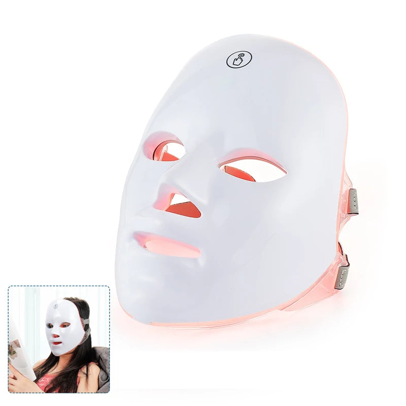 Wireless 7 Colors LED Face Beauty Machine Photon Facial Neck Skin Tighten Rejuvenation Facial Neck Mask - BlissFully