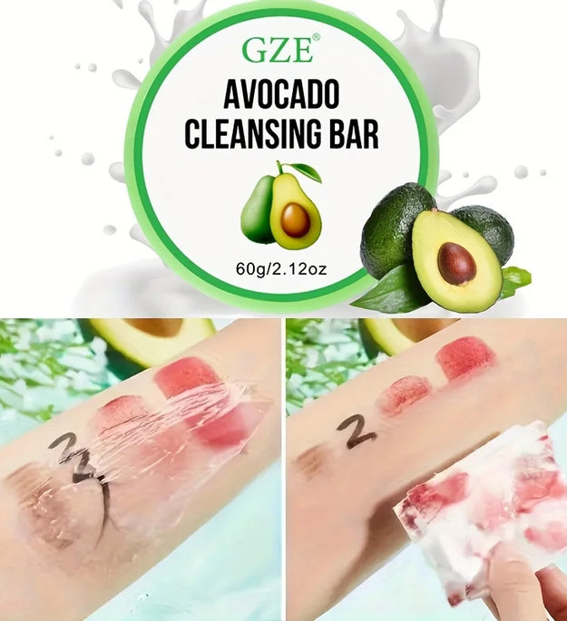 GZE Soft And Gentle Avocado Cleansing Balm Soap With Refreshing Scent - Moisturizing Makeup Remover And Cleansing Bar PH Balance