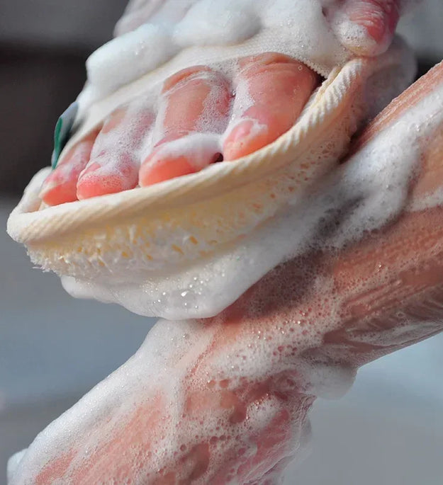 Natural Loofah Body Bath Brush - Reusable Exfoliating Scrubber with Soft Bristles Loofah Sponge for Face And Body Cleaning