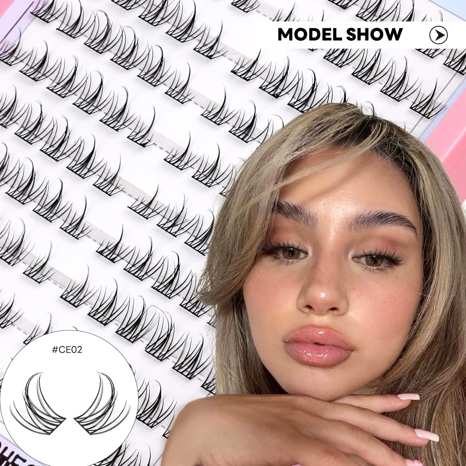 GROINNEYA Natural Cluster Lashes Manga Lashes Soft Cross Wispy Individual Cluster Eyelashes Extension Makeup