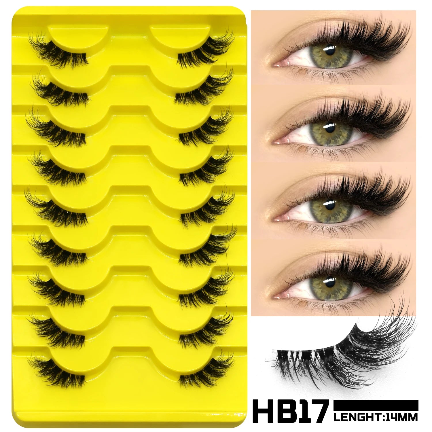 False Eyelashes Cat Eye Lashes Natural Long Half Eye Lashes Short Wispy Clear Band Lashes 3D Faux Mink Lash Multipack