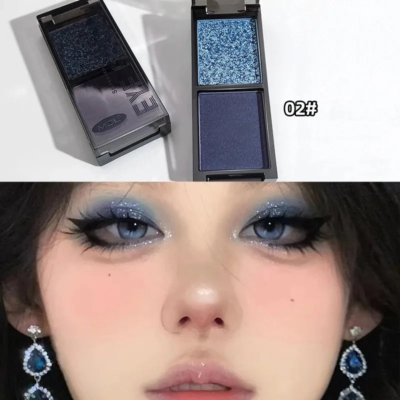 2-Color Red Black Smoky Eyeshadow Palette Matte & Shimmer Waterproof Dark Punk Halloween Makeup Glitter Pigment for Eyes