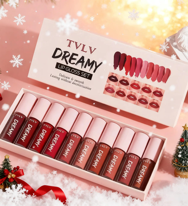 10 Pieces/Set Lip Gloss Velvet Lipstick: Waterproof and Long-Lasting Lip Gloss Women's Moisturizing Lipstick Set Christmas gift