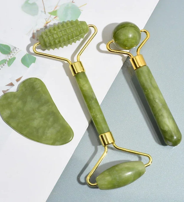 Natural Jade Roller Face Gua Sha Natural Stone Body Neck Massager Acupoint Eye Care Spa Massage Tools Massage Visage Lifting