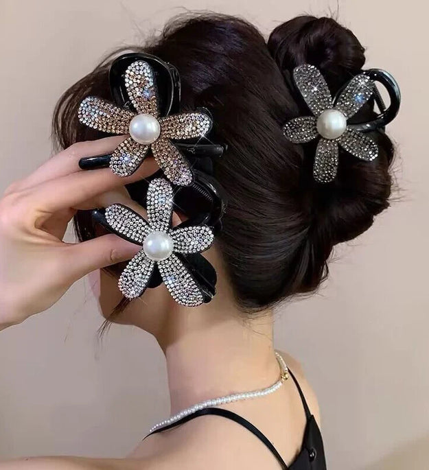 New Korean Rhinestone Hair Claw Clip Elegant Black Hair Crabs Hairgrips for Ladies Headwear Hair Accessories Ponytail Hair Clips