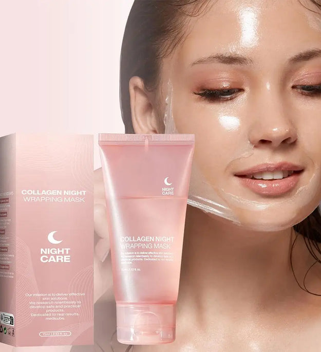 Hydrolyzed Collagen Overnight Facial Mask Wrapping Peel-Off Mask Hydrating Firming Mask for Elasticity Reduces Sagging Dullness