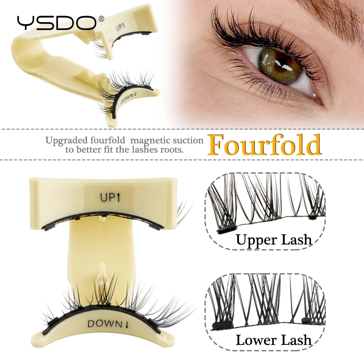 YSDO Soft Magnetic Eyelashes No Glue Needed 1 Pair Natural Short 3D False Lashes Reusable Easy Apply Magnetic Lashes Kit Makeup