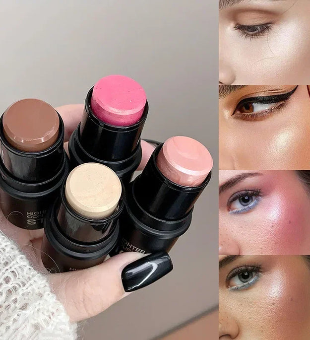 Waterproof Contour Stick, Highlighter Stick, Blush Stick Cream Contour Kit with Contour Brush, Create Face Contour, Non-greasy