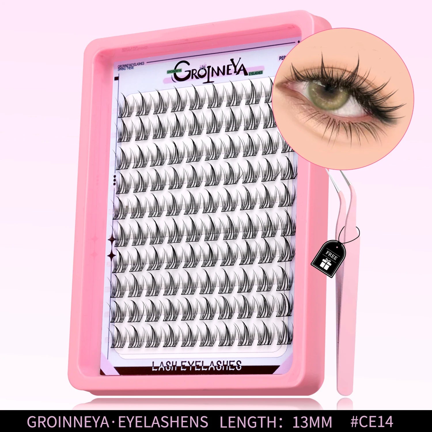 GROINNEYA Natural Cluster Lashes Manga Lashes Soft Cross Wispy Individual Cluster Eyelashes Extension Makeup