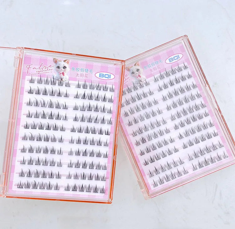 10 Rows of Large Capacity Glue-free False Eyelashes Single Cluster 10-12MM C-curled Natural Self-adhesive false Eyelashes