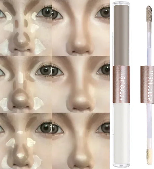 HISYI Dual-End Liquid Highlighter Pen, Skin Brightening & Contouring Stick, Natural Contour, Long-Lasting, Waterproof