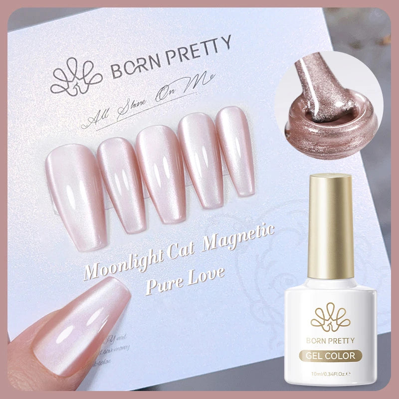 BORN PRETTY 10ml Dark Red Cat Magnetic Gel Nail Polish for Winter Nails DIY Jelly Glass Silver-Light Varnis Semi Permanent