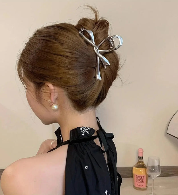 1 Multi-color Irregular Bow Large Grab Clip WOMEN'S Back Hair Clip Simple Design Advanced Sense Shark Clip Suitable for Daily US