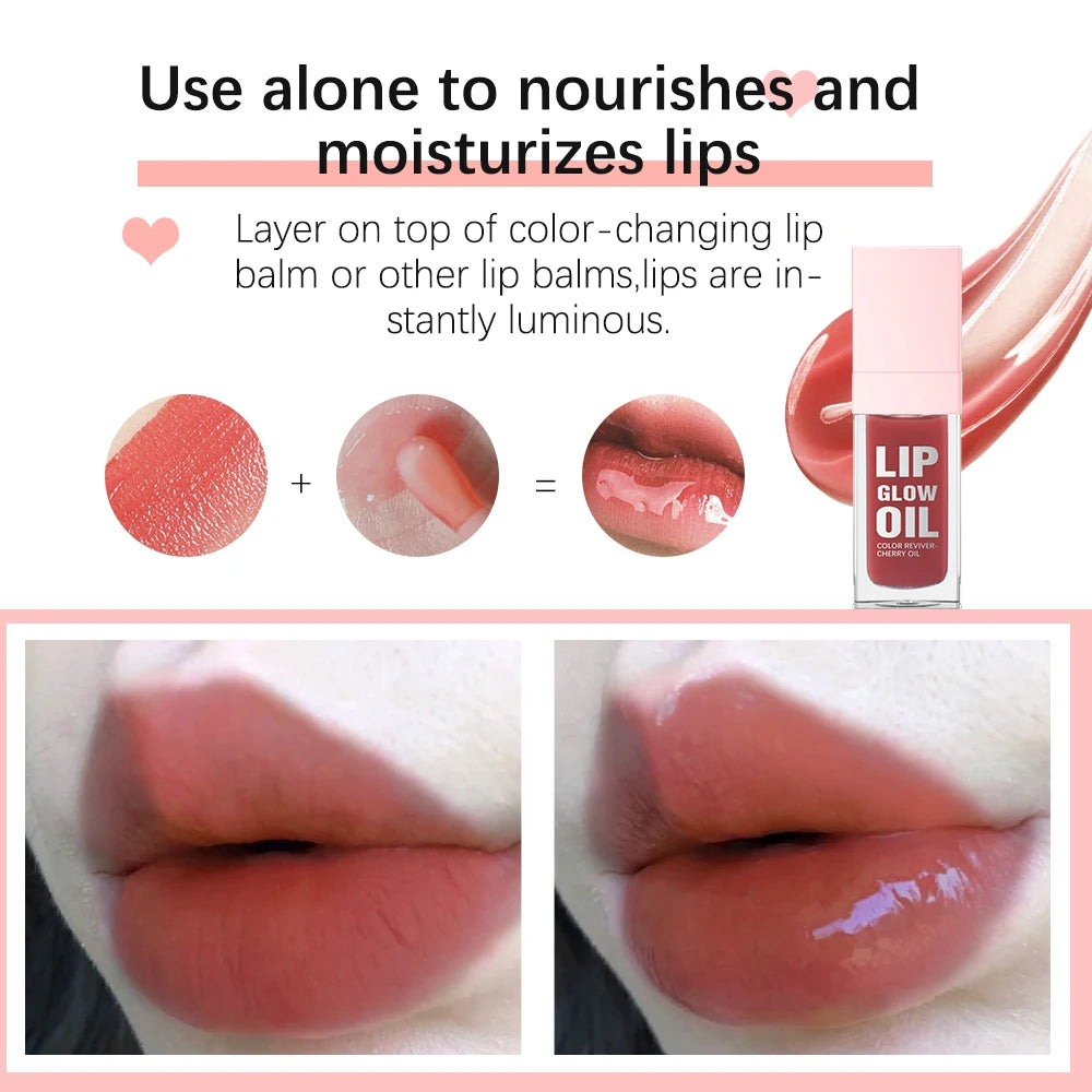 8.3ml Moisturizing and Volumizing Lip Gloss Oil, Hydrating Lip Glow Oil, Lip Care Beauty Product, Tinted Lip Oil #020 Mahogany