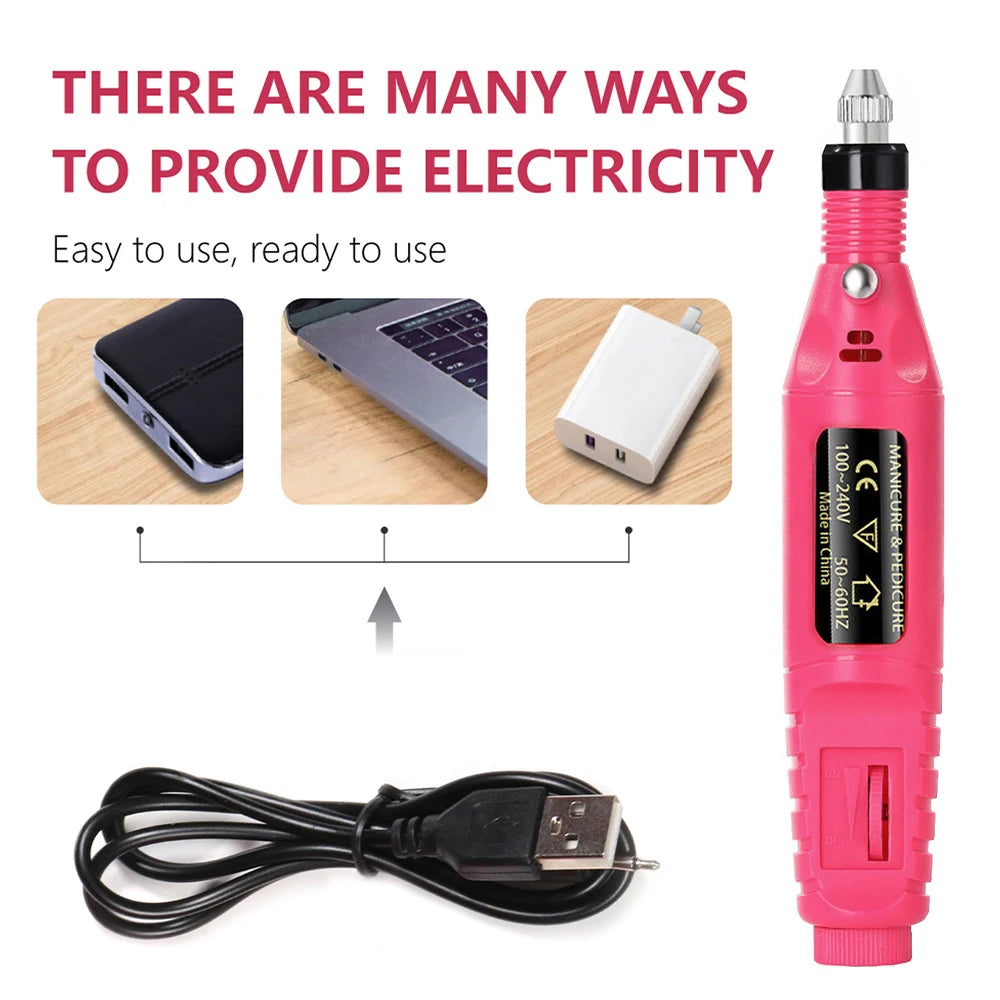 LULAA Electric Nail Drill Kit Portable Nail File Machine Nail Rotary Tool Manicure with USB Cable Christmas Gift for Women