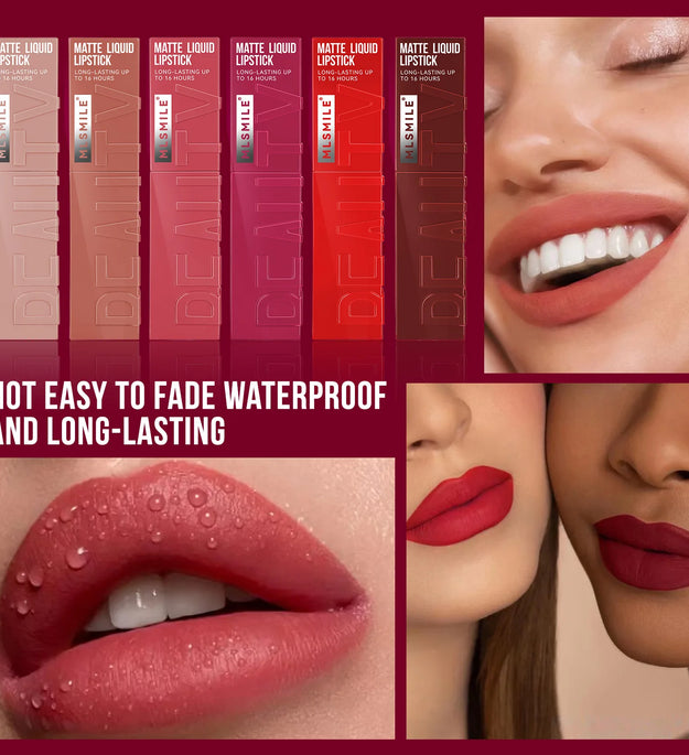MLSMILE 6 Color Non-stick cup Velvet Satin Gloss Lip glaze Mist Liquid matte lipstick Waterproof long-lasting color liquid