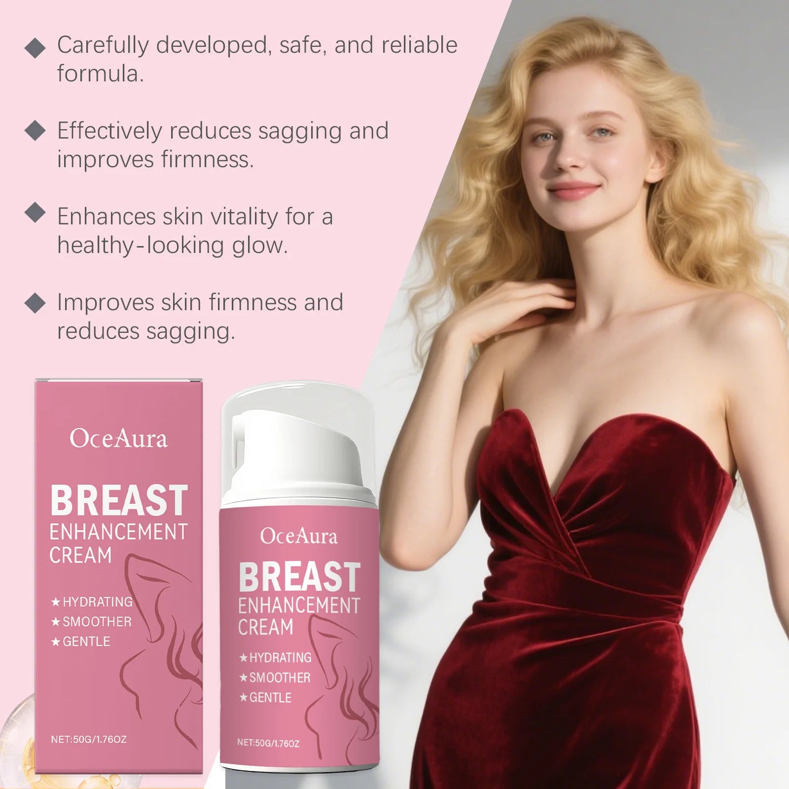 Bust Firming Cream with Retinol & Panthenol Lifting & Moisturizing Chest Treatment Improves Skin Elasticity & Hydration Night