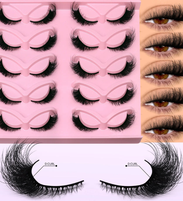 GROINNEYA Fluffy Cat Lashes 3D Faux Mink Lashes Soft Full Thick Eyelashes Wispy False Eyelashes Curly lashes wholesale lashes