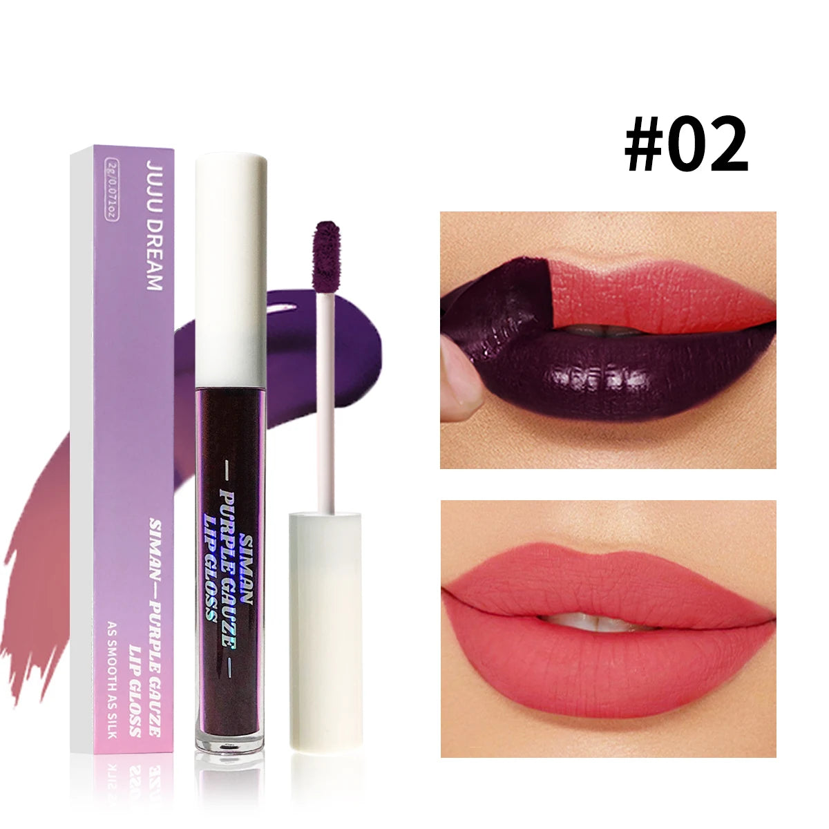 Tear-drop style lip gloss, water-resistant matte liquid lip color, rose pink, does not stick to the cup, quick-drying makeup