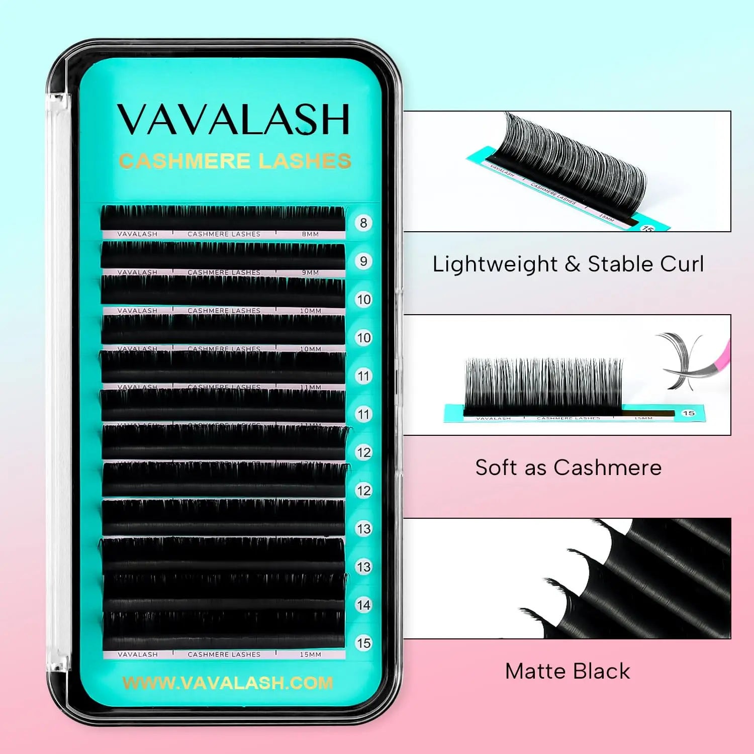 VAVALASH Cashmere Volume Lashes Classic Lashes Extensions Trays C CC D DD Curl Eyelash Extension Supplies for Makeup