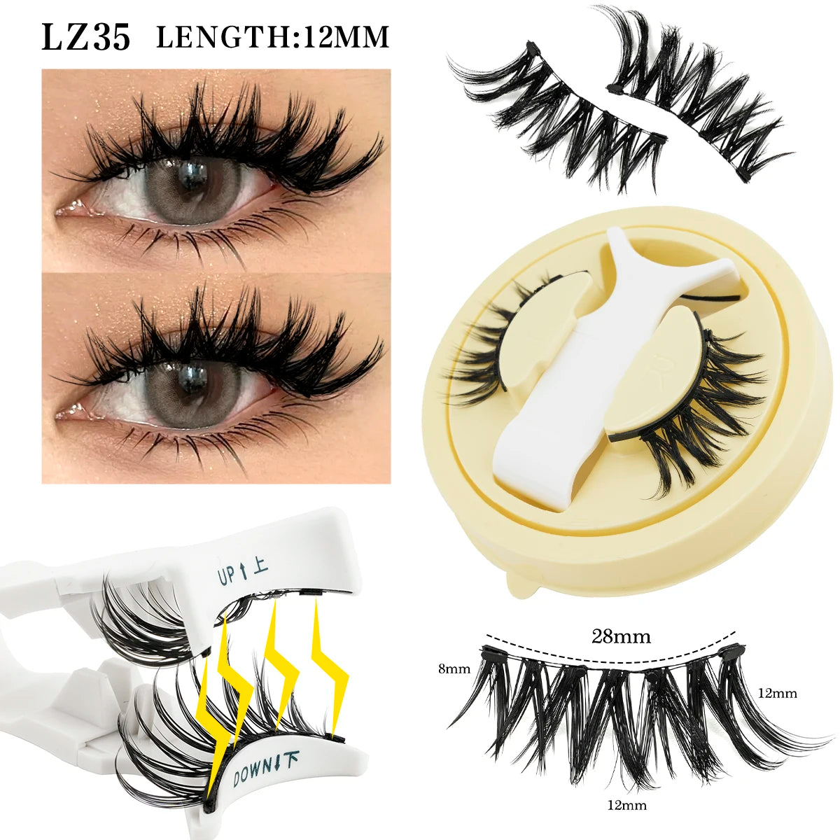 3D Fluffy Mink Magnetic Lashes Kit - 1 Pair Winged Anime Natural False Eyelash Extension No Glue Needed Magnet Band Makeup Tool