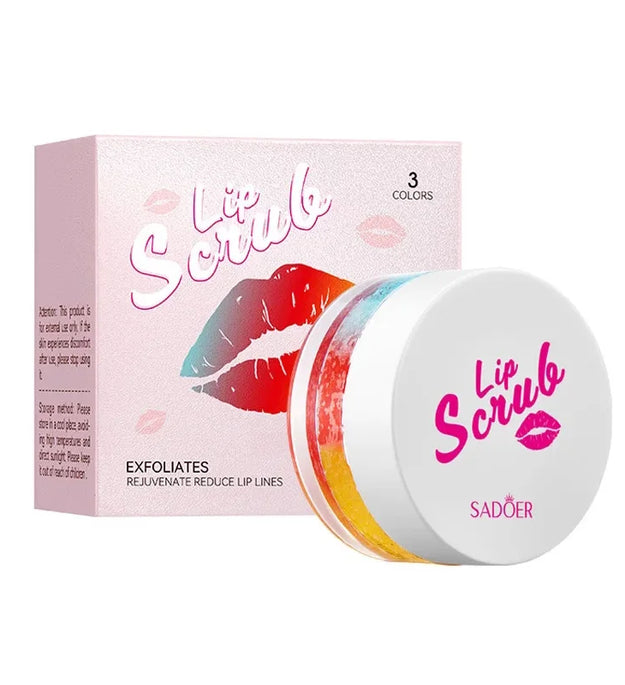 SADOER 3 Color Lip Scrub Cream Moisturizing Lips Plumper Hydrating Nourishing Lip Balm Lipstick Beauty Skin Care