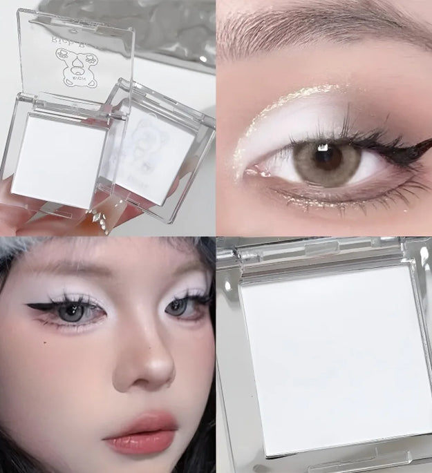 Matte Highlighter Powder in White-Natural 3D Brightening Eyeshadow Long-Lasting Eye Makeup Palette Brighten Face High Gloss