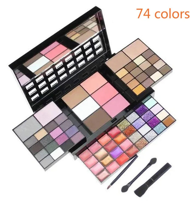 40/74/78 Colors Glitter Eyeshadow Palette Matte Waterproof Long Lasting Pressed Powder Cosmetics Kit  Fashion Women MakeUp Tools