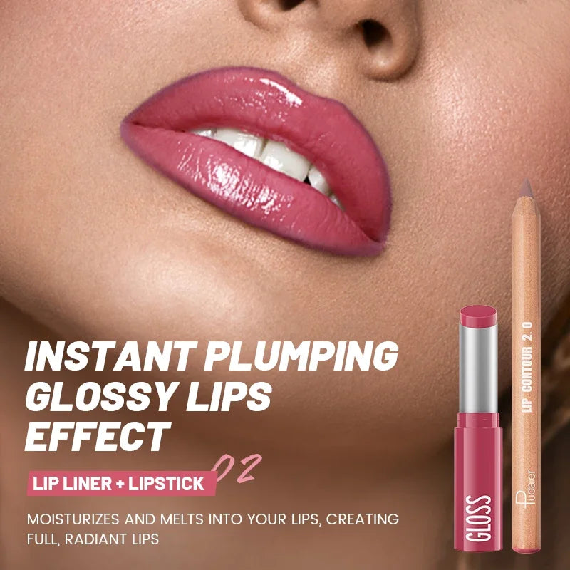 Pudaier Lip Line Wet Gloss Lip Oil Gift Set - Mirror Gloss, Moisturizing and Long-lasting, Daily Natural Nourishing Smudge, Gift