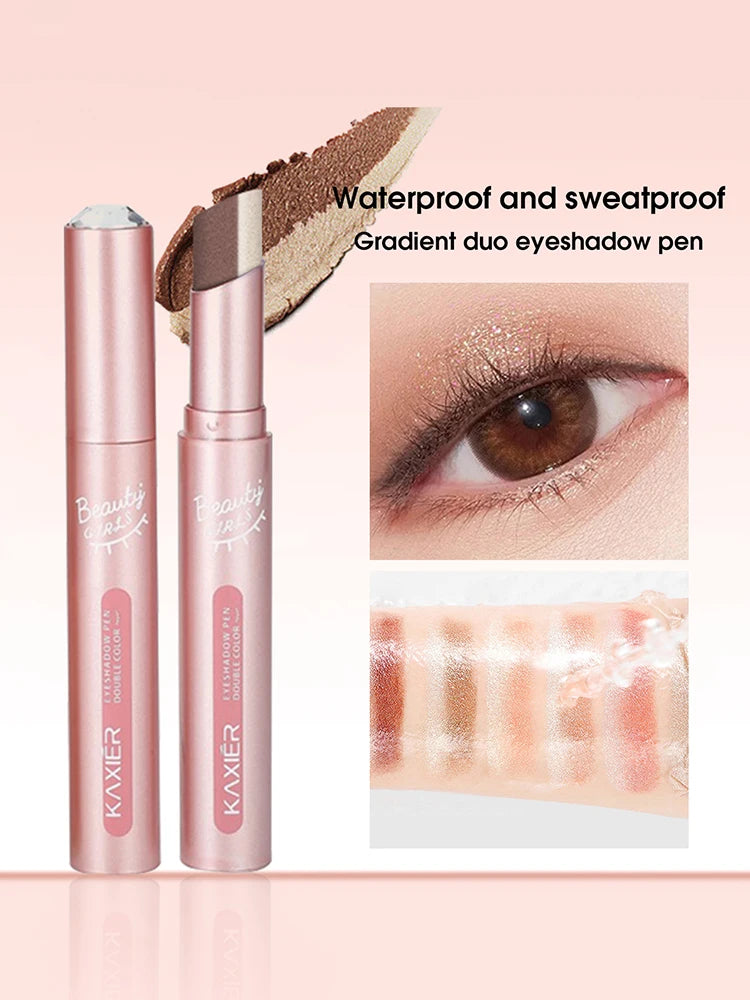 Gradient two-color eye shadow pen waterproof, sweat proof, not easy to smudge, pearlescent, fine shiny, lazy eye shadow s