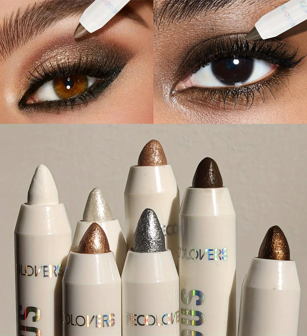 1PC Waterproof Eyeshadow Sticks Long Lasting High Pigmented Shimmer Glitter And Matte Neutral Brown Eyeshadow Pencil Crayon