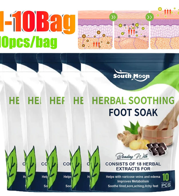 1-10bag Foot Bath Gel Natural Herbal Foot Soak Beads Dehumidification Detox Relieve Fatigue Repair Leg Veins for Shape Up Care