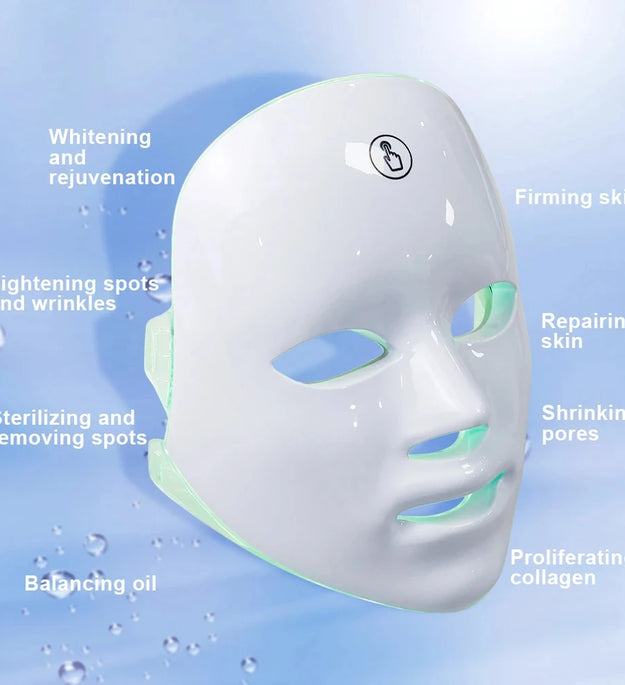 7 Colors LED Facial Mask Photon Therapy Face Skin Care Mask Anti Acne Therapy Skin Rejuvenation Wrinkle Removal Face Beauty Mask