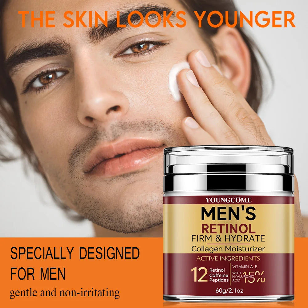 Men's Retinol Firming Face Cream Skincare Moisturizing Collagen Brightening Smooth Wrinkles Facial Face Men Skin Care Treatment - BlissFully