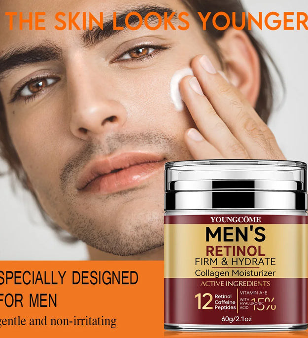 Men's Retinol Firming Face Cream Skincare Moisturizing Collagen Brightening Smooth Wrinkles Facial Face Men Skin Care Treatment - BlissFully