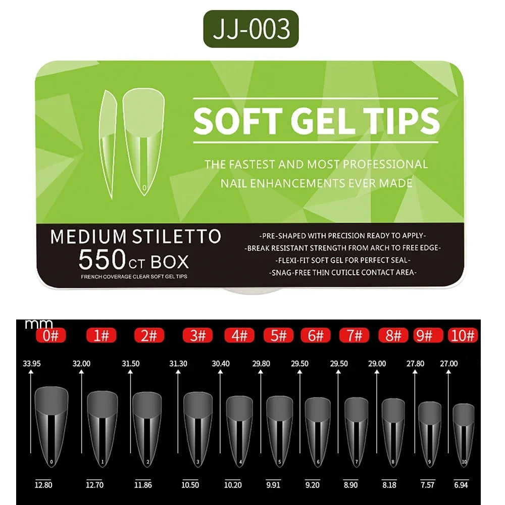 550Piece Medium and short soft gel nail tips Medium Apricot/Coffin Head Full Coverage Matte Extension Tool Acrylic Press-On Nail