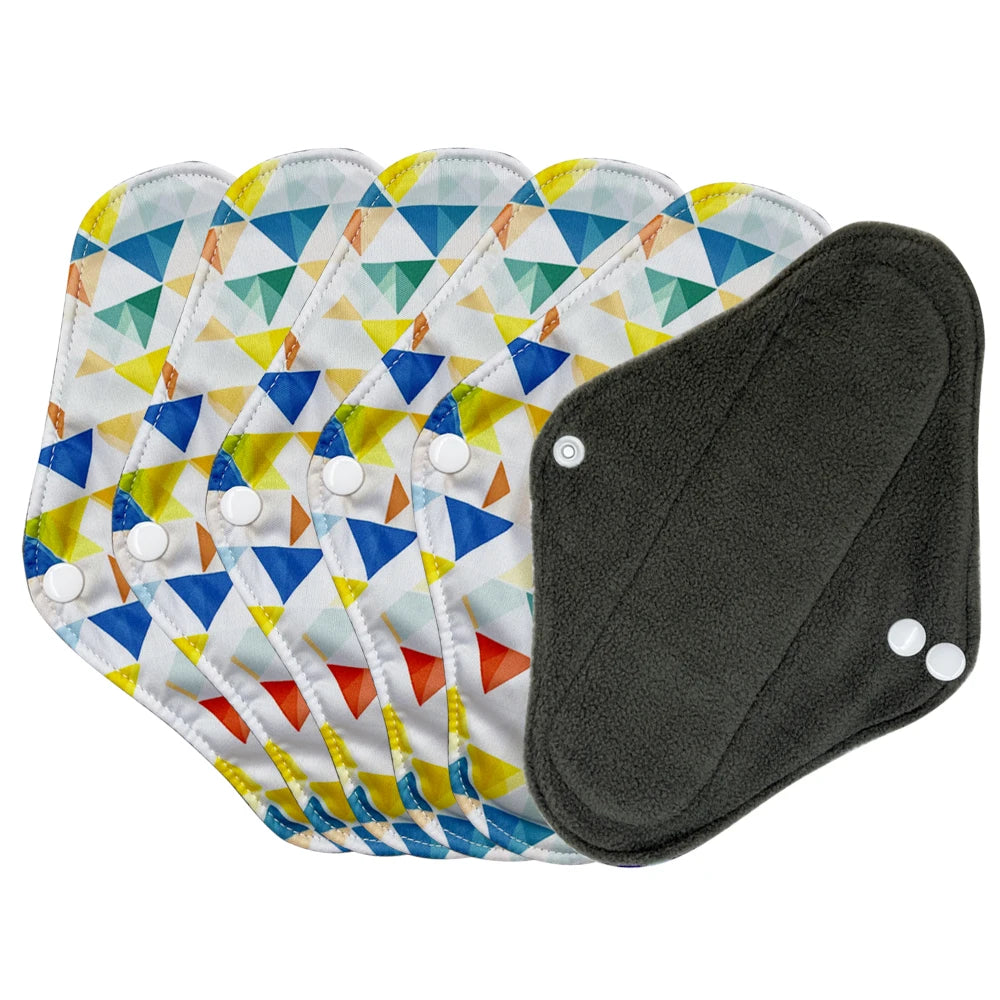 Washable Sanitary Napkins for Women, Reusable Menstrual Pads, Light Flow Panty Liners, Bamboo Charcoal, Small Size, 6Pcs