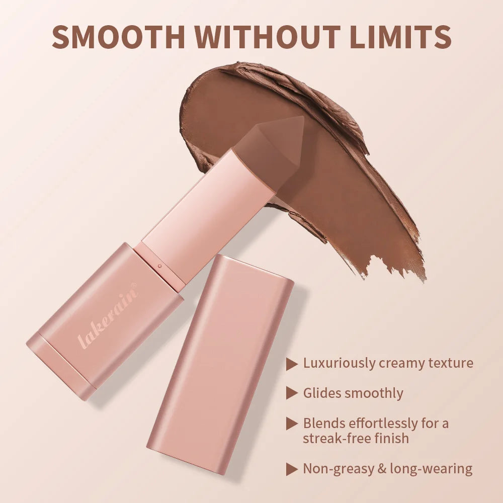 Lakerain Bronzer Cream Stick 3D Makeup Effect Improve Fine Lines Brightening & Grooming 2 IN 1 Bronzer Cream for All Skin Types
