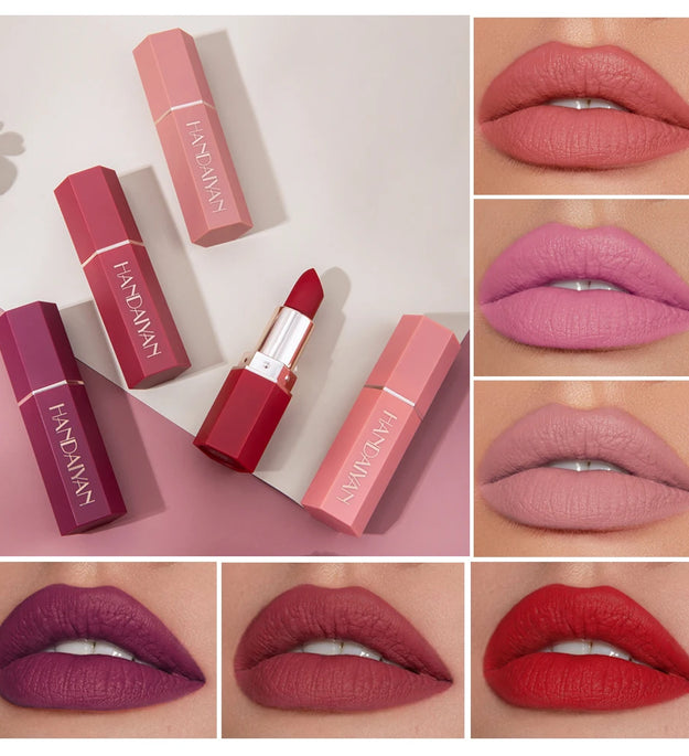 6-Color Matte Lipstick , Non-Fading, Non-Stick Cup Long-Lasting Velvet Finish, Smooth Matte Lip Color Waterproof Smudge-proof